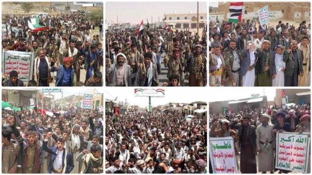 أبناء الجوف يخرجون في 15مسيرة تحت شعار (معركتنا مستمرة حتى تنتصر غزة)